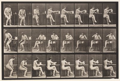 Tavola 244. Sedersi incrociando le gambe, riempire un calice da una brocca da Eadweard Muybridge