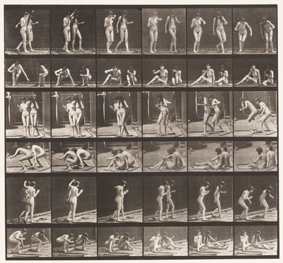 Due modelli che girano seduti a terra da Eadweard Muybridge