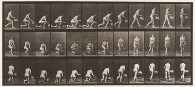 Inginocchiarsi sul Ginocchio Sinistro, Cesto nella Mano Sinistra, e Alzarsi, 1872-1885 da Eadweard Muybridge