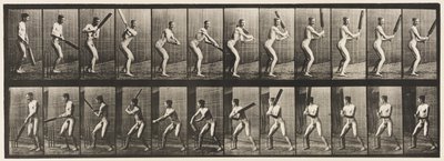 Cricket; battuta; taglio posteriore, 1885 da Eadweard Muybridge