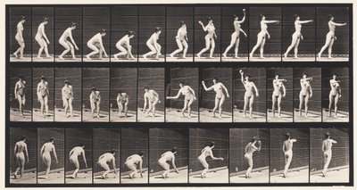 Raccogliere una palla e lanciarla da Eadweard Muybridge