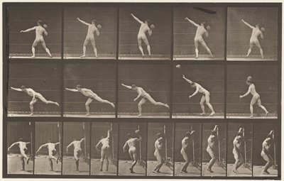 Sollevare una roccia da 20 libbre, 1885 da Eadweard Muybridge