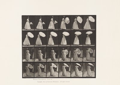 Camminare, aprire un parasole da Eadweard Muybridge