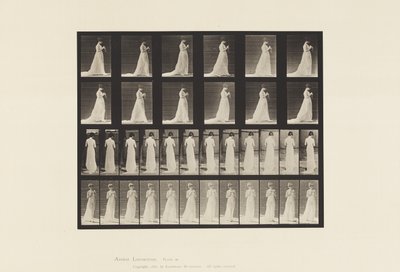 Tavola 39. Camminare, mani impegnate a lavorare a maglia, 1872-1885 da Eadweard Muybridge