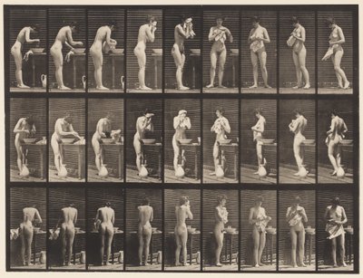 Lavarsi, asciugarsi il viso e girarsi (tavola 412) da Eadweard Muybridge