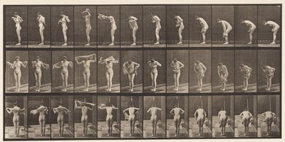 Asciugarsi il corpo con un asciugamano (tavola 414) da Eadweard Muybridge