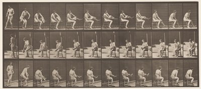 Piatto 418. Toilette, seduta e indossando calze da Eadweard Muybridge