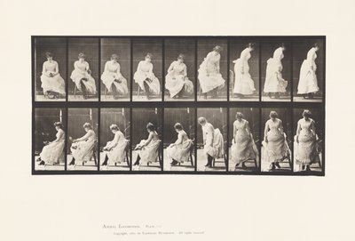 Tavola 422. Toilette; mettersi le scarpe e alzarsi dalla sedia, 1885 da Eadweard Muybridge