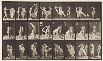 Piatto 429. Toilette; Due modelli, 1 si spoglia da Eadweard Muybridge