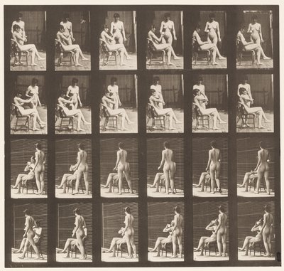 Due Modelli, 8 Porta una Tazza di Tè, 1 Prende la Tazza e Beve, 1872-1885 da Eadweard Muybridge