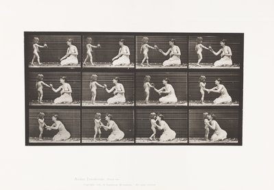Due modelli, bambino porta un bouquet da Eadweard Muybridge