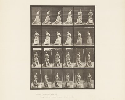 Camminare e girarsi, bouquet in entrambe le mani da Eadweard Muybridge