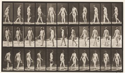 Tavola 51. Camminare e girarsi, usando un annaffiatoio da Eadweard Muybridge