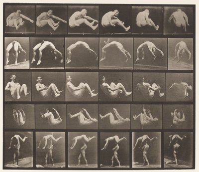Tavola 522. A, 97 salto; B, 98 capriola; C, 98 salto mortale da Eadweard Muybridge