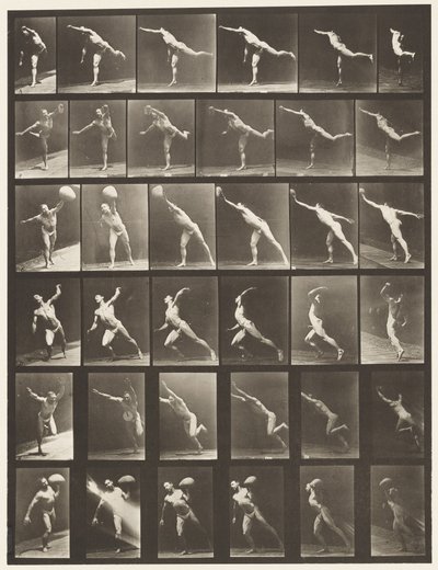 A, colpire un colpo; B, lanciare il disco da Eadweard Muybridge