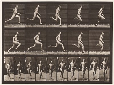 Correre a passo di mezzo miglio (con scarpe) (tavola 60) da Eadweard Muybridge