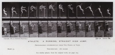 La figura umana in movimento: Atleta, salto in alto in corsa da Eadweard Muybridge
