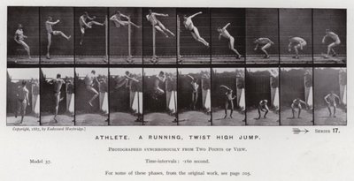 La figura umana in movimento: Atleta, salto in alto con torsione da Eadweard Muybridge