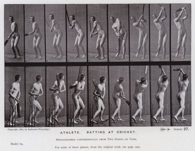 Figura umana in movimento: Atleta, battuta nel cricket da Eadweard Muybridge