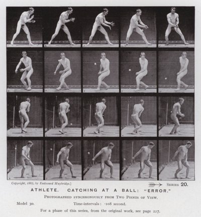 La figura umana in movimento: Atleta, presa di una palla, "errore" da Eadweard Muybridge