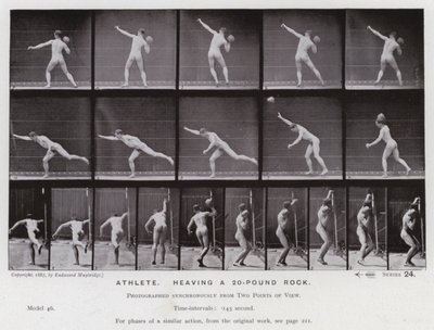 La figura umana in movimento: Atleta, che lancia una roccia di 20 libbre da Eadweard Muybridge