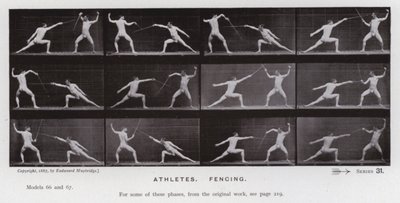 La figura umana in movimento: Atleti, scherma da Eadweard Muybridge