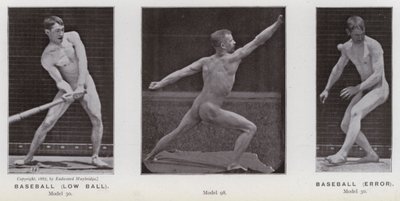 La figura umana in movimento: Baseball, palla bassa; Baseball, errore da Eadweard Muybridge