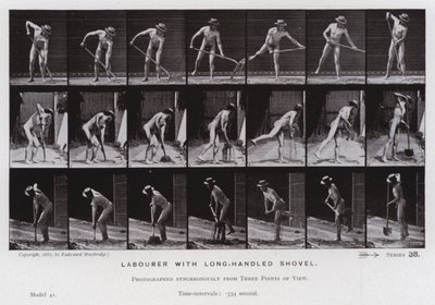 La figura umana in movimento: Lavoratore con pala a manico lungo da Eadweard Muybridge