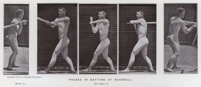 La figura umana in movimento: Fasi nel battuta del baseball da Eadweard Muybridge