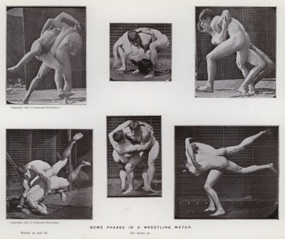 La figura umana in movimento: Alcune fasi di un incontro di lotta da Eadweard Muybridge