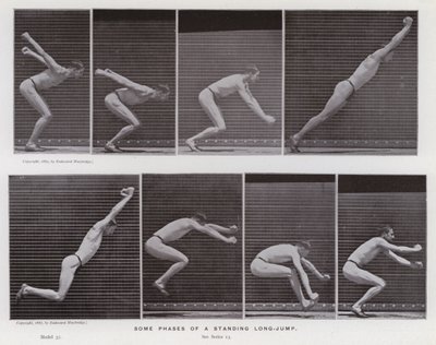 Figura umana in movimento: Alcune fasi di un salto in lungo da fermo da Eadweard Muybridge
