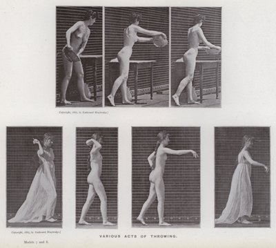 La figura umana in movimento: Vari atti di lancio da Eadweard Muybridge