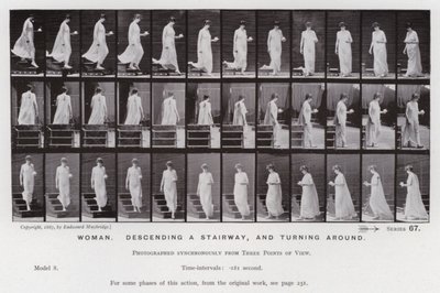 La figura umana in movimento: Donna, scendendo le scale e girando da Eadweard Muybridge