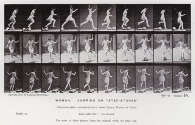 La figura umana in movimento: Donna, saltando su "pietre di passaggio" da Eadweard Muybridge