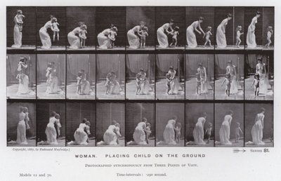 La figura umana in movimento: Donna, mettendo un bambino a terra da Eadweard Muybridge