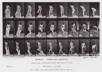 La figura umana in movimento: Donna, togliendo il mantello da Eadweard Muybridge