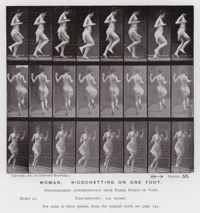 Figura umana in movimento: Donna che rimbalza su un piede da Eadweard Muybridge