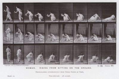 La figura umana in movimento: Donna, che si alza da seduta a terra da Eadweard Muybridge
