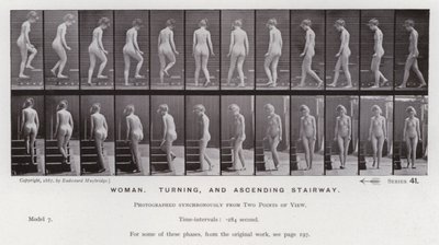 La figura umana in movimento: Donna, girando e salendo le scale da Eadweard Muybridge