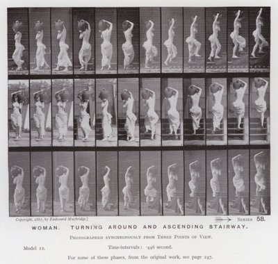 La figura umana in movimento: Donna, girando e salendo le scale da Eadweard Muybridge