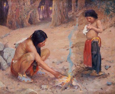 Il falò da Eanger Irving Couse
