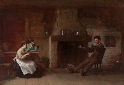 Avvolgimento del filo (Interno di una cucina di Nantucket) da Eastman Johnson