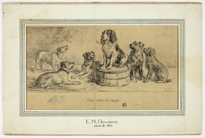 La pipa della pace (recto); schizzo di Village Street (verso) da Ebenezer Newman Downard