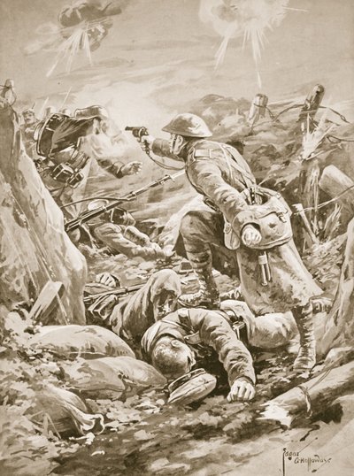 Il soldato (caporale facente funzione) L. Clarke, da solo, tiene a bada un gruppo di tedeschi durante un contrattacco da Edgar Alfred Holloway