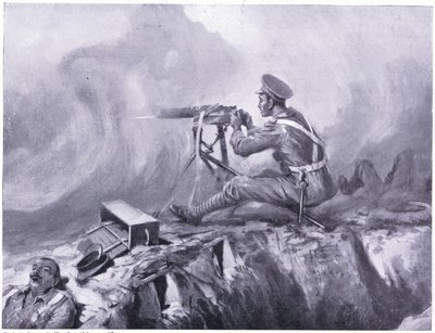 Il Soldato Lynn morente per avvelenamento da gas, serve una mitragliatrice e respinge un attacco tedesco. Ypres aprile 1915 da Edgar Alfred Holloway
