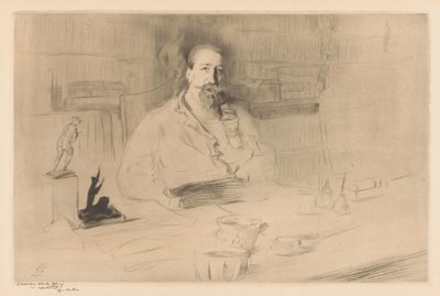 Ritratto di Anatole France alla sua scrivania da Edgar Chahine (signed by artist)