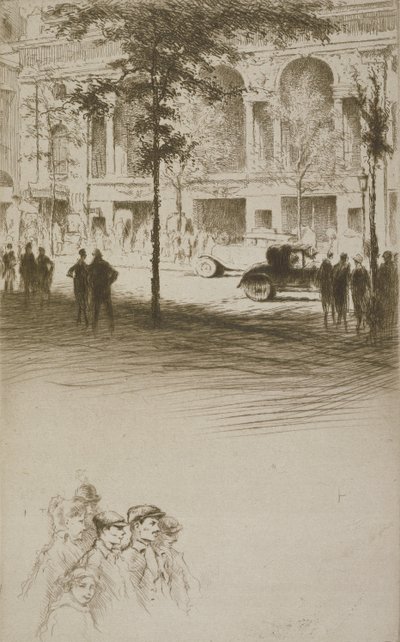 Una piazza cittadina, illustrazione per 