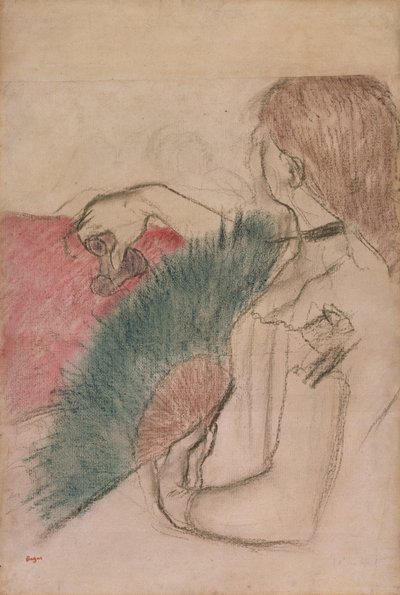 A teatro, Donna con ventaglio da Edgar Degas