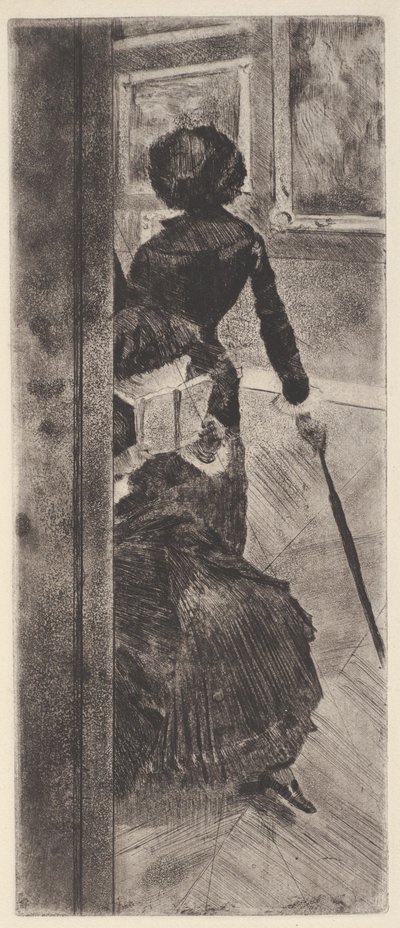 Au Louvre: La Peinture (Mary Cassatt) (acquaforte e acquatinta) da Edgar Degas