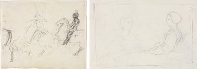 Scena di battaglia con figure corazzate a cavallo (recto) Due donne sedute (verso) da Edgar Degas